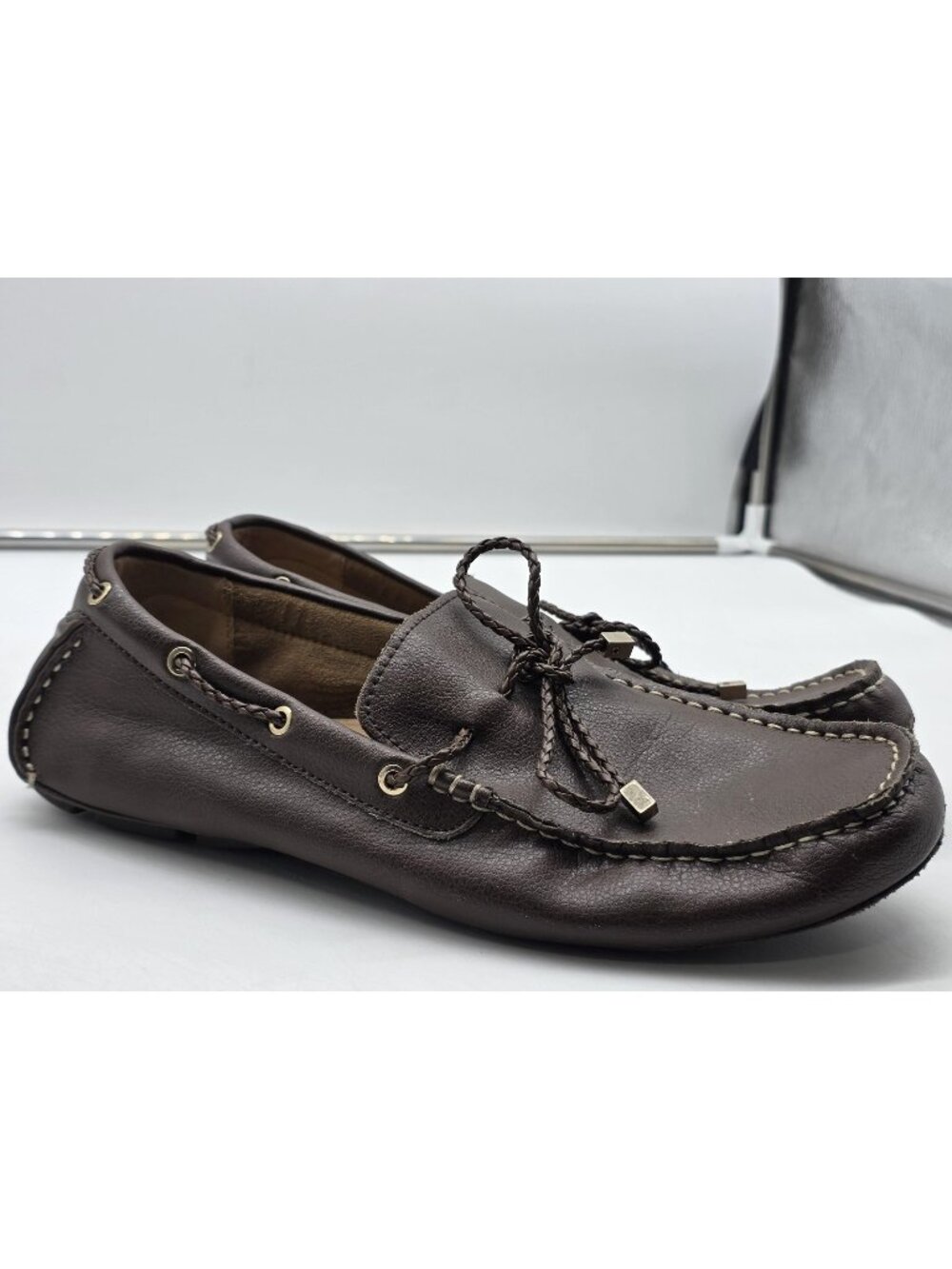 Alfani Tanner Shoes Mens Size 10.5 Brown Leather Casual Moccasin Damaged Loafers